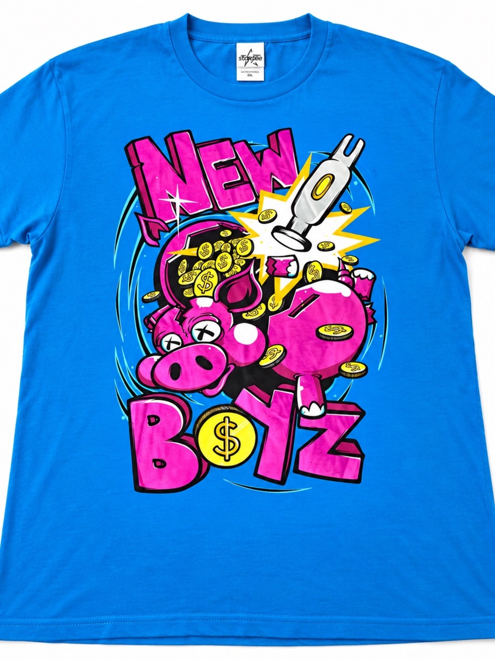 StarTee 2XL "New Money" Pig
Graphic Tee Y2K Hip Hop Style Blue